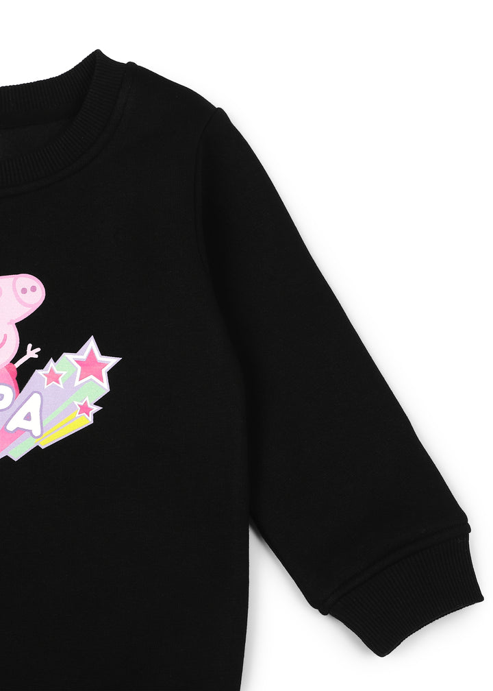 Peppa Pig Black Print Cotton Fleece Kids Sweatshirt Set - Shopbloom