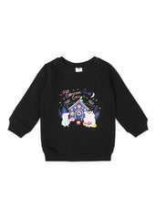 Peppa Cosy Christmas Black Print Cotton Fleece Kids Sweatshirt Set - Shopbloom