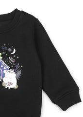 Peppa Cosy Christmas Black Print Cotton Fleece Kids Sweatshirt Set - Shopbloom