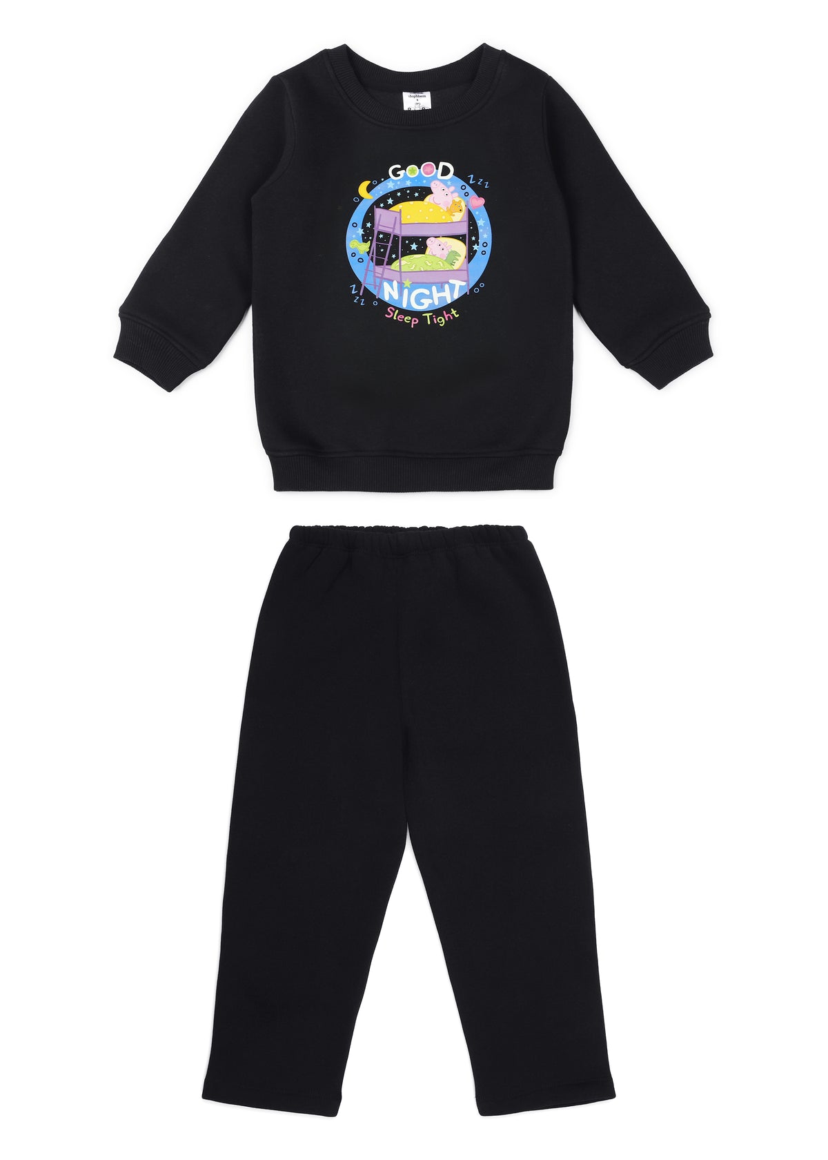 Peppa Good Night Print Cotton Fleece Kids Sweatshirt Set - Shopbloom