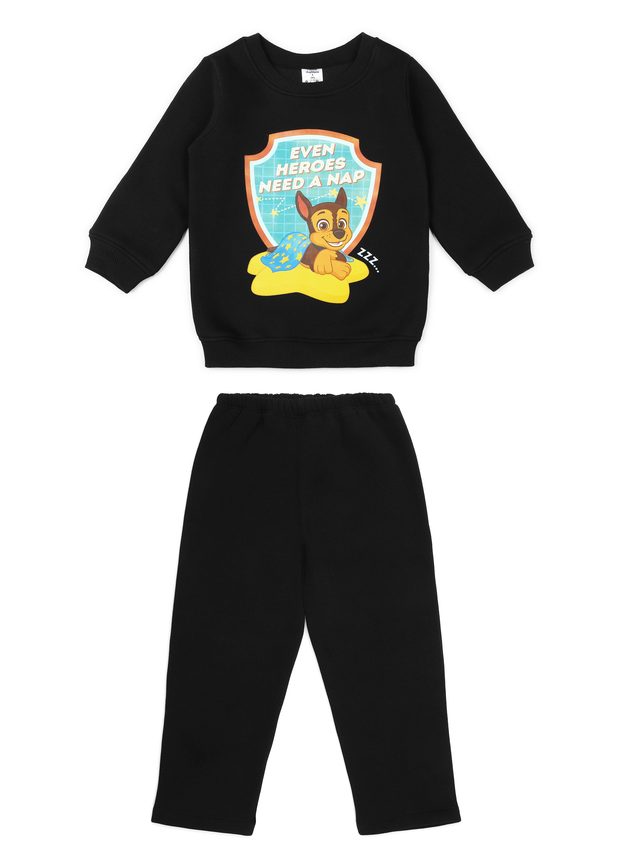 Paw Patrol Heroes Black Print Cotton Fleece Kids Sweatshirt Set - Shopbloom
