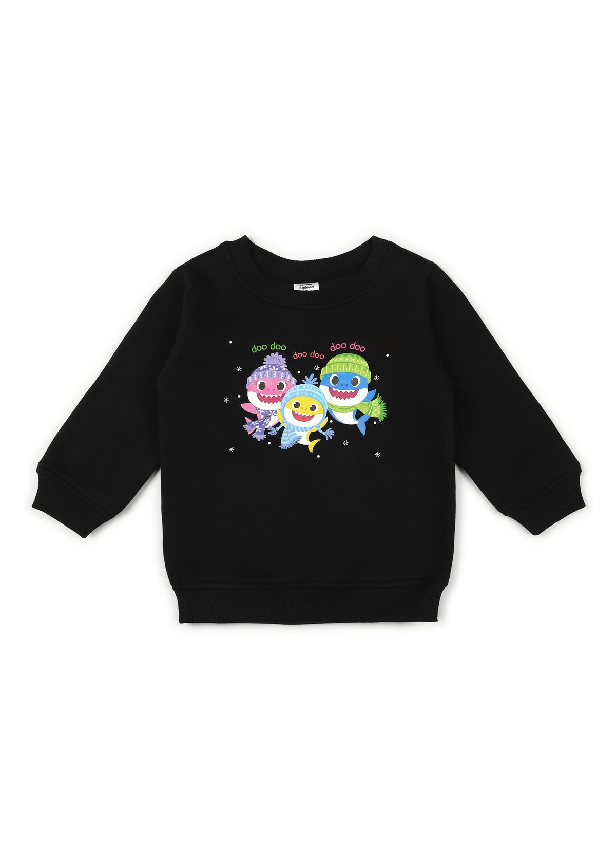 Baby Shark Doo-Doo Black Print Cotton Fleece Kids Sweatshirt Set - Shopbloom