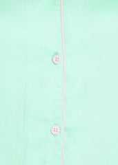 Seafoam Green Cotton Sateen Short Sleeve Women's Night Suit - Shopbloom