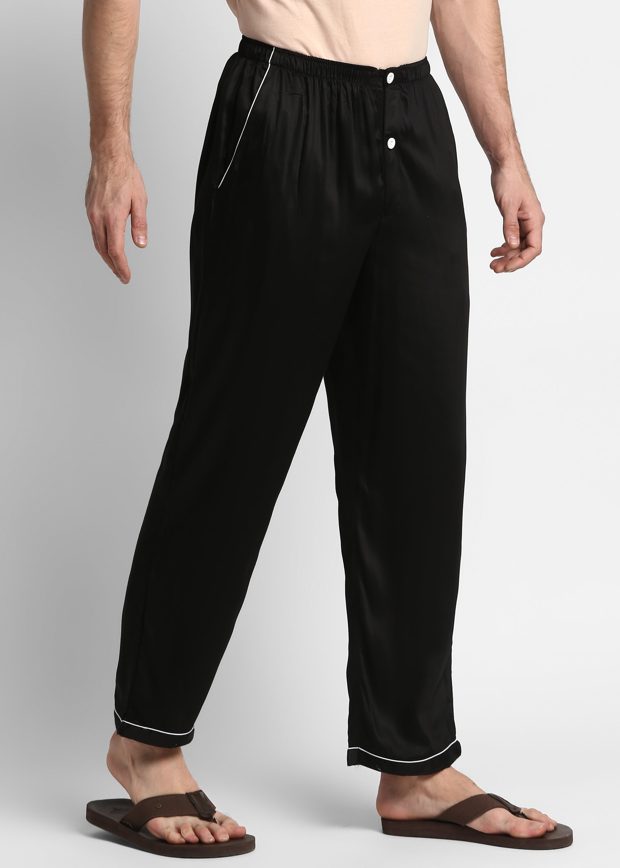 Ultra Soft Black Modal Satin Men's Pyjama Bottoms - Shopbloom