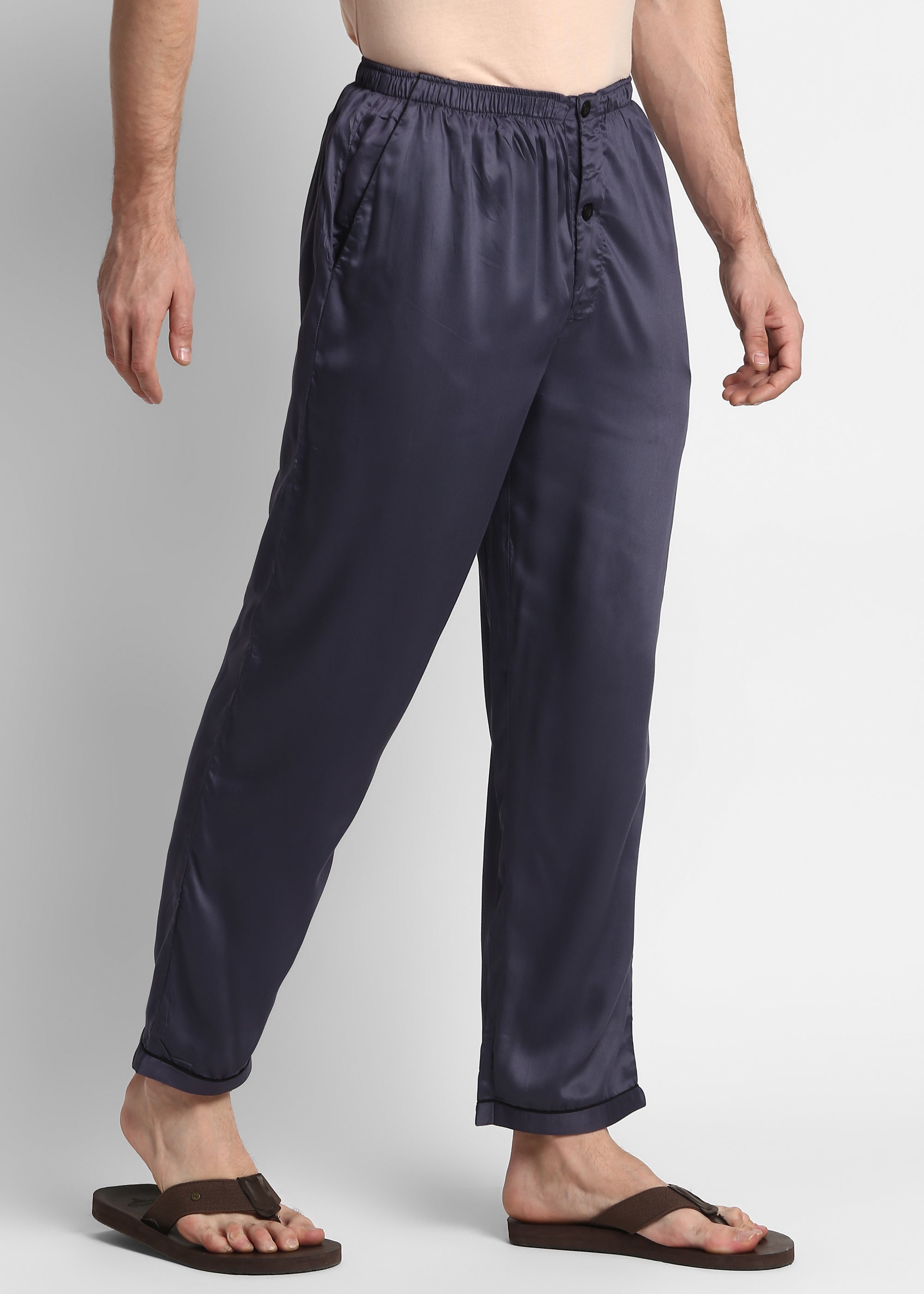 Ultra Soft Dark Grey Modal Satin Men's Pyjama Bottoms - Shopbloom
