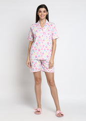 Cupcake Print Shirt & Shorts Women's Set - Shopbloom