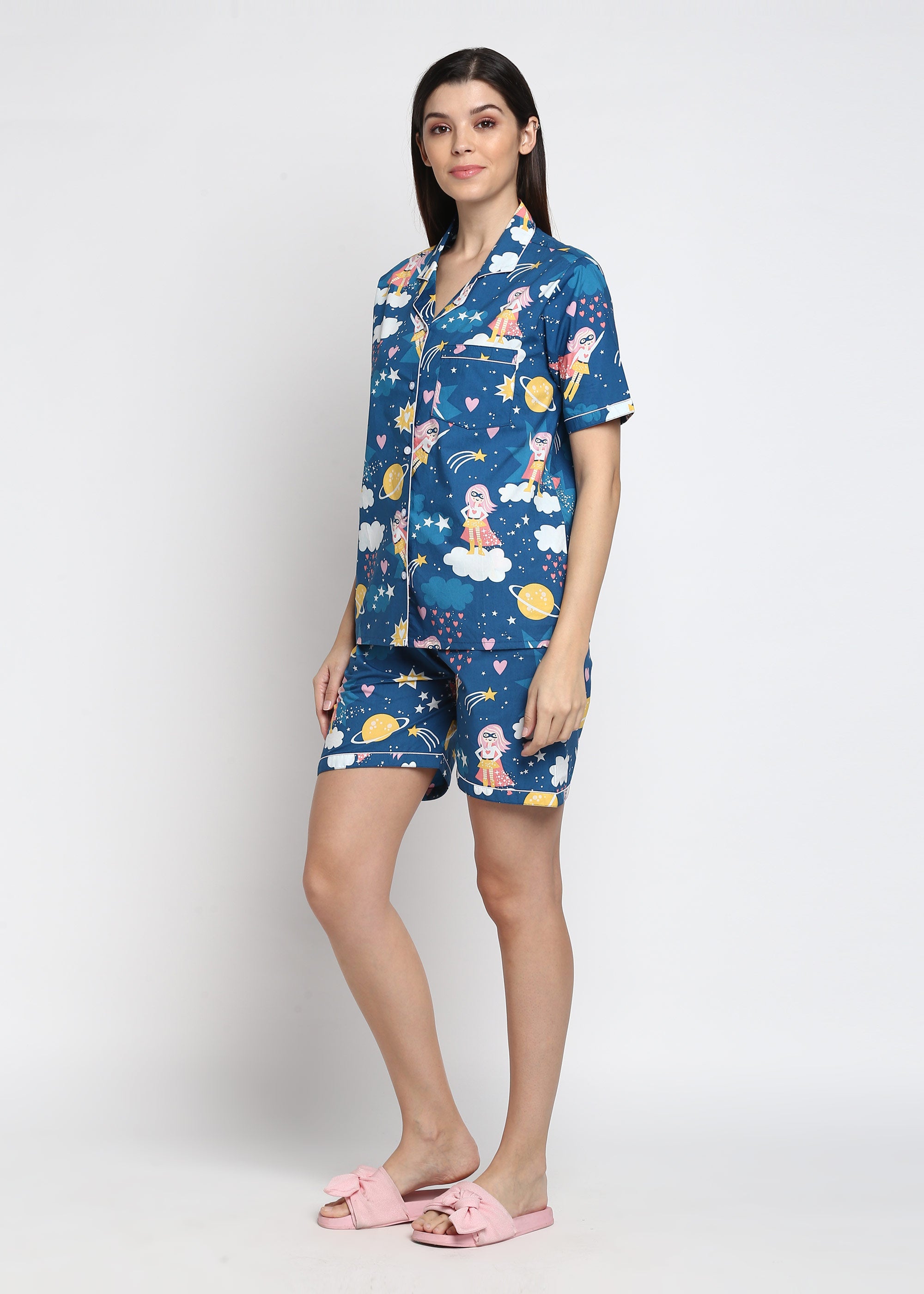 Wonder Girl Print Shirt & Shorts Women's Set - Shopbloom
