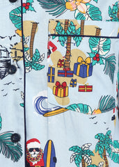 Santa By The Beach Print Long Sleeve Women's Night Suit - Shopbloom