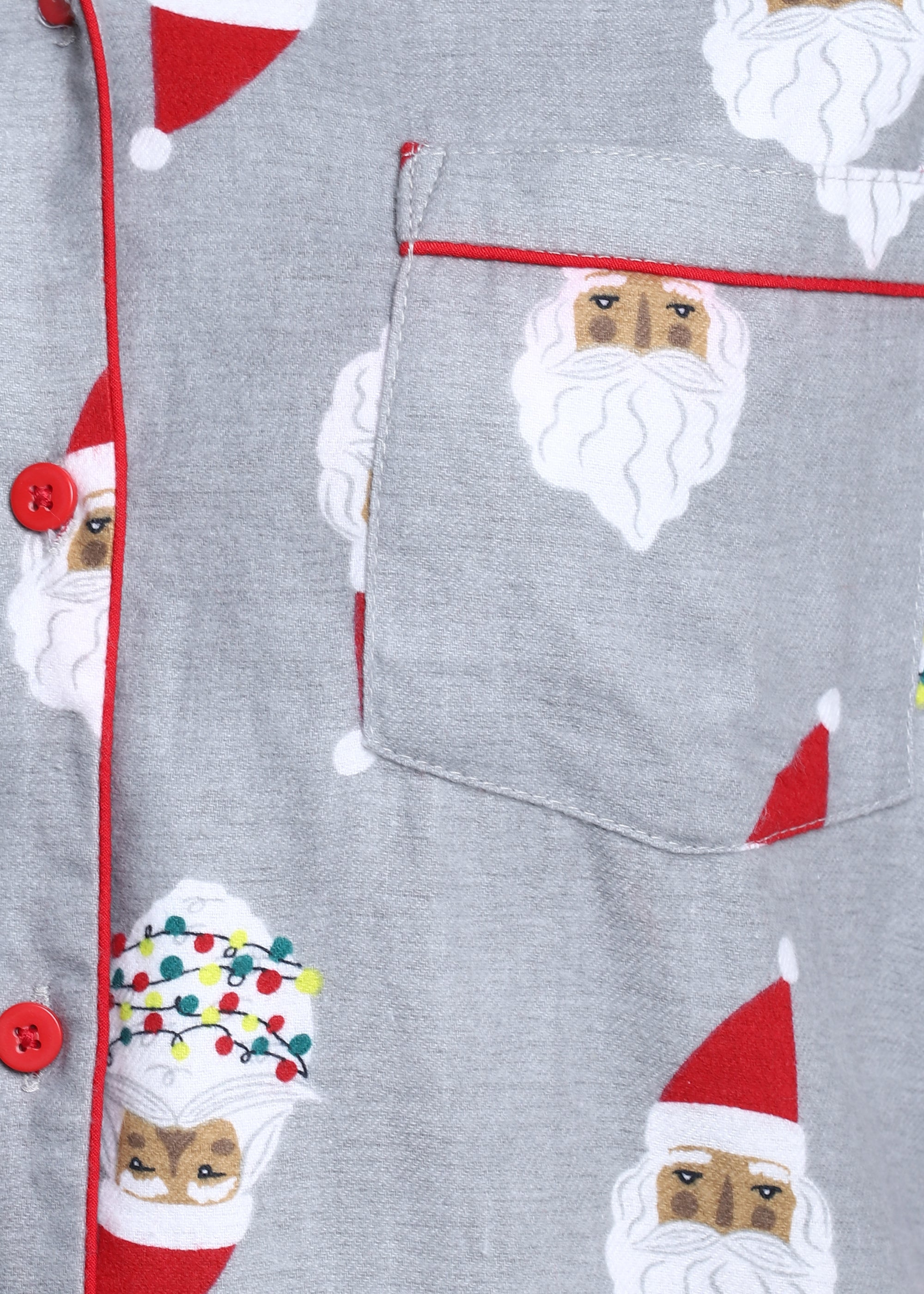 Santa Cutie Print Cotton Flannel Long Sleeve Women's Night Suit - Shopbloom