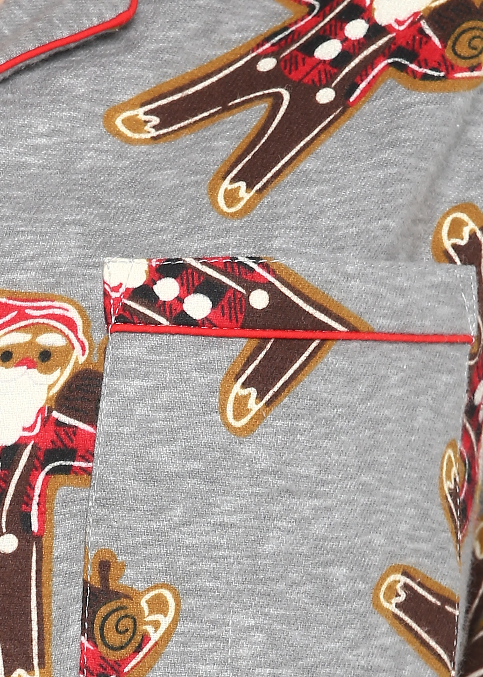 Santa Gingerbread Print Long Sleeve Women's Night Suit - Shopbloom