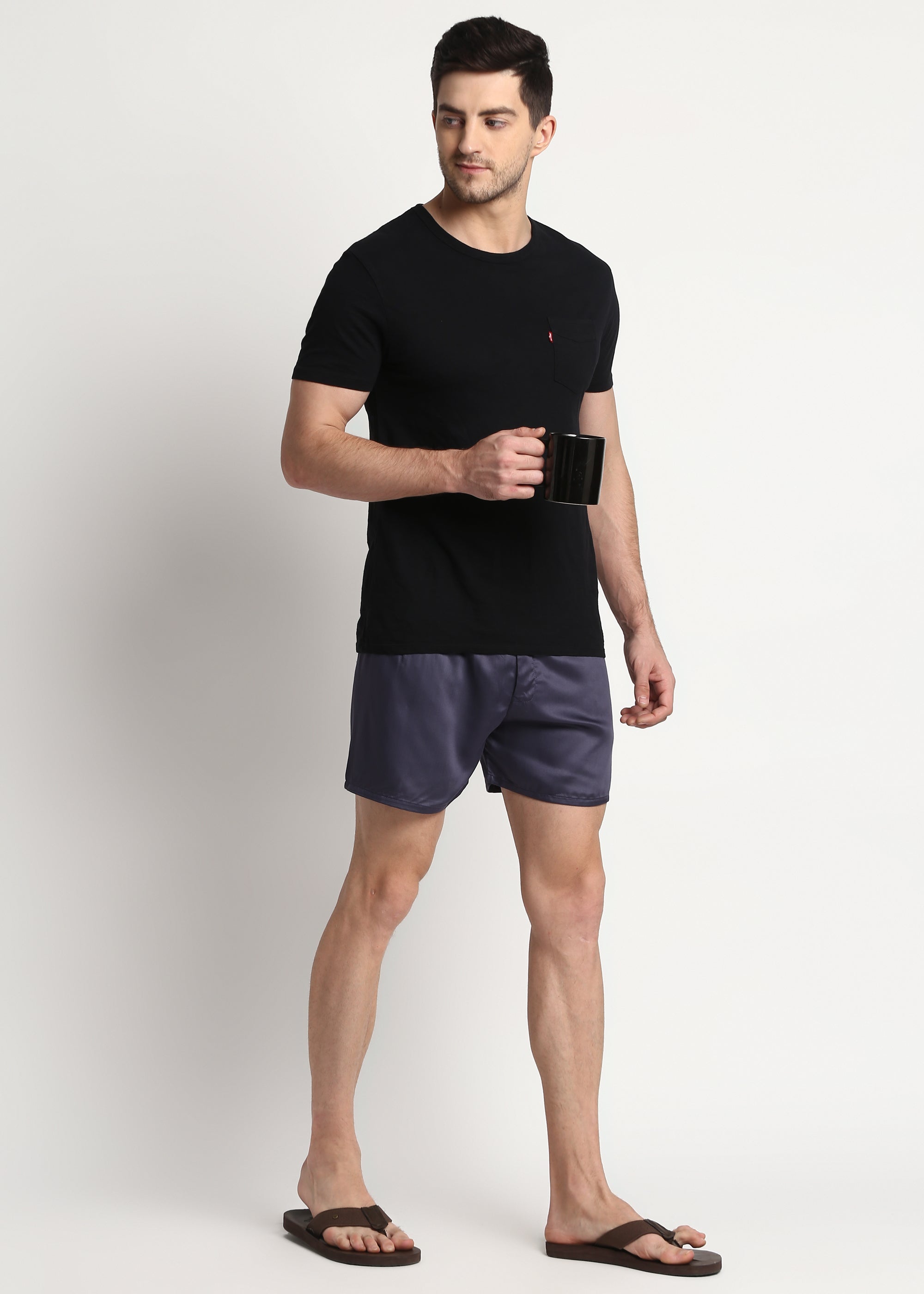 Ultra Soft Dark Grey Modal Satin Men's Boxer - Shopbloom