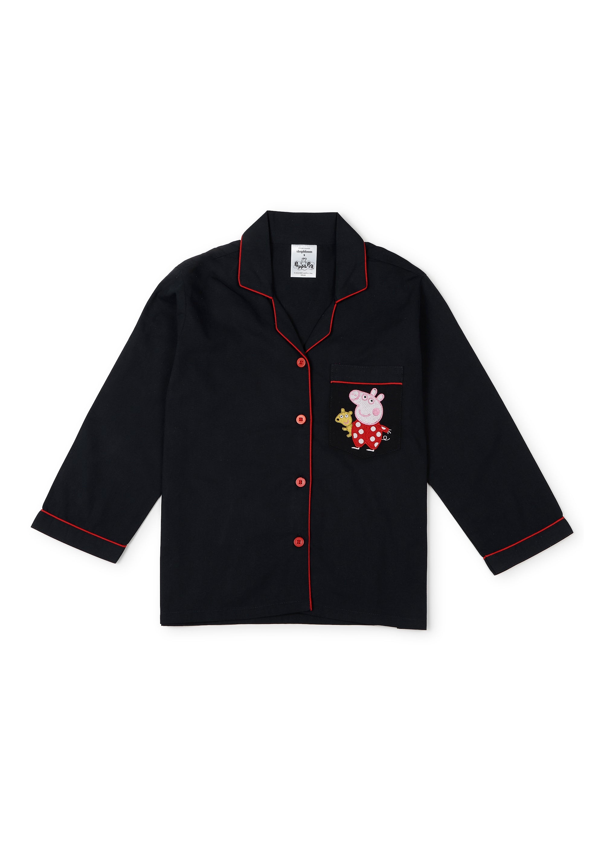 Peppa Pig Embroidered Pocket Long Sleeve Kids Night Suit - Shopbloom