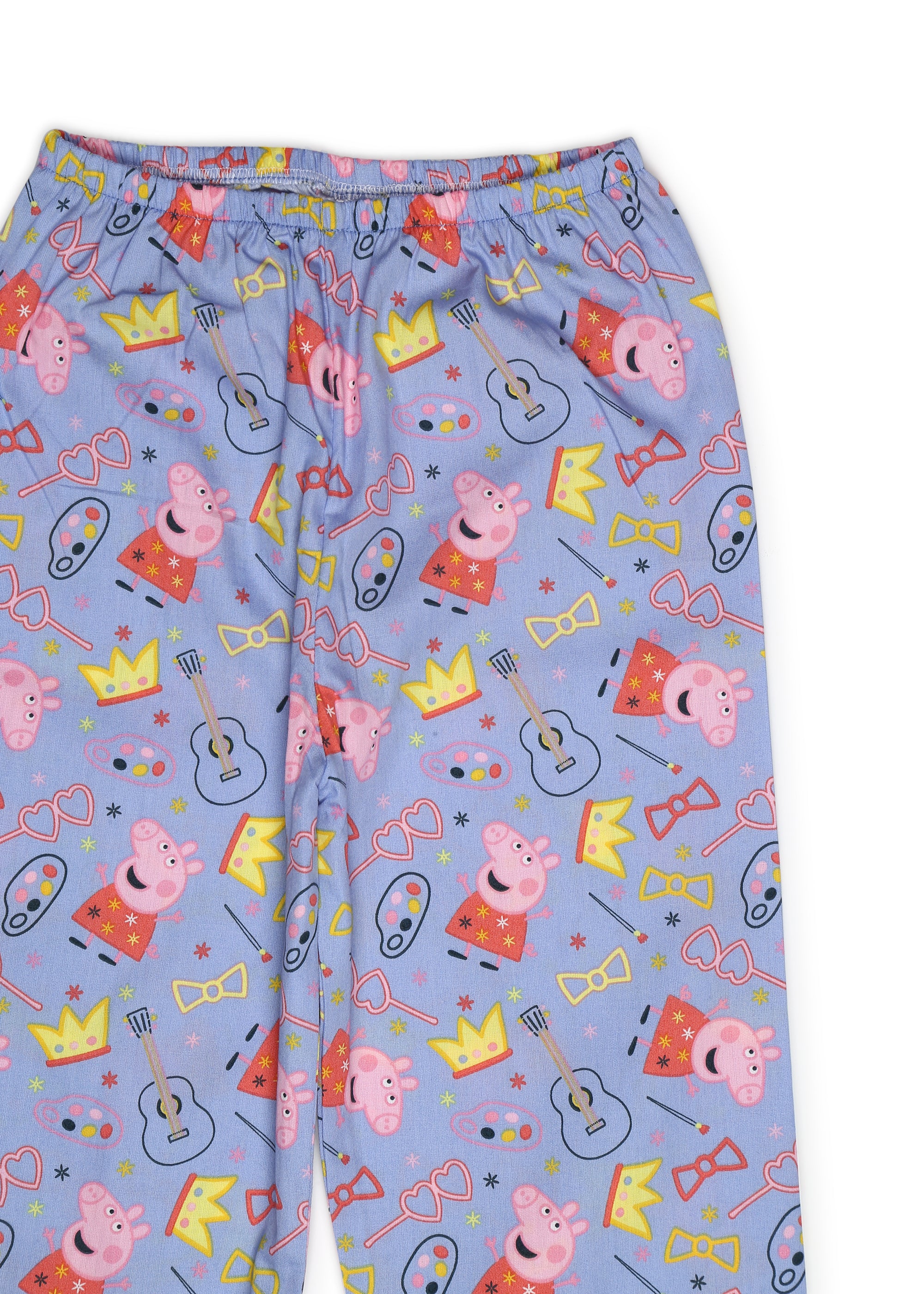 Peppa Crown Print Long Sleeve Kids Night Suit - Shopbloom