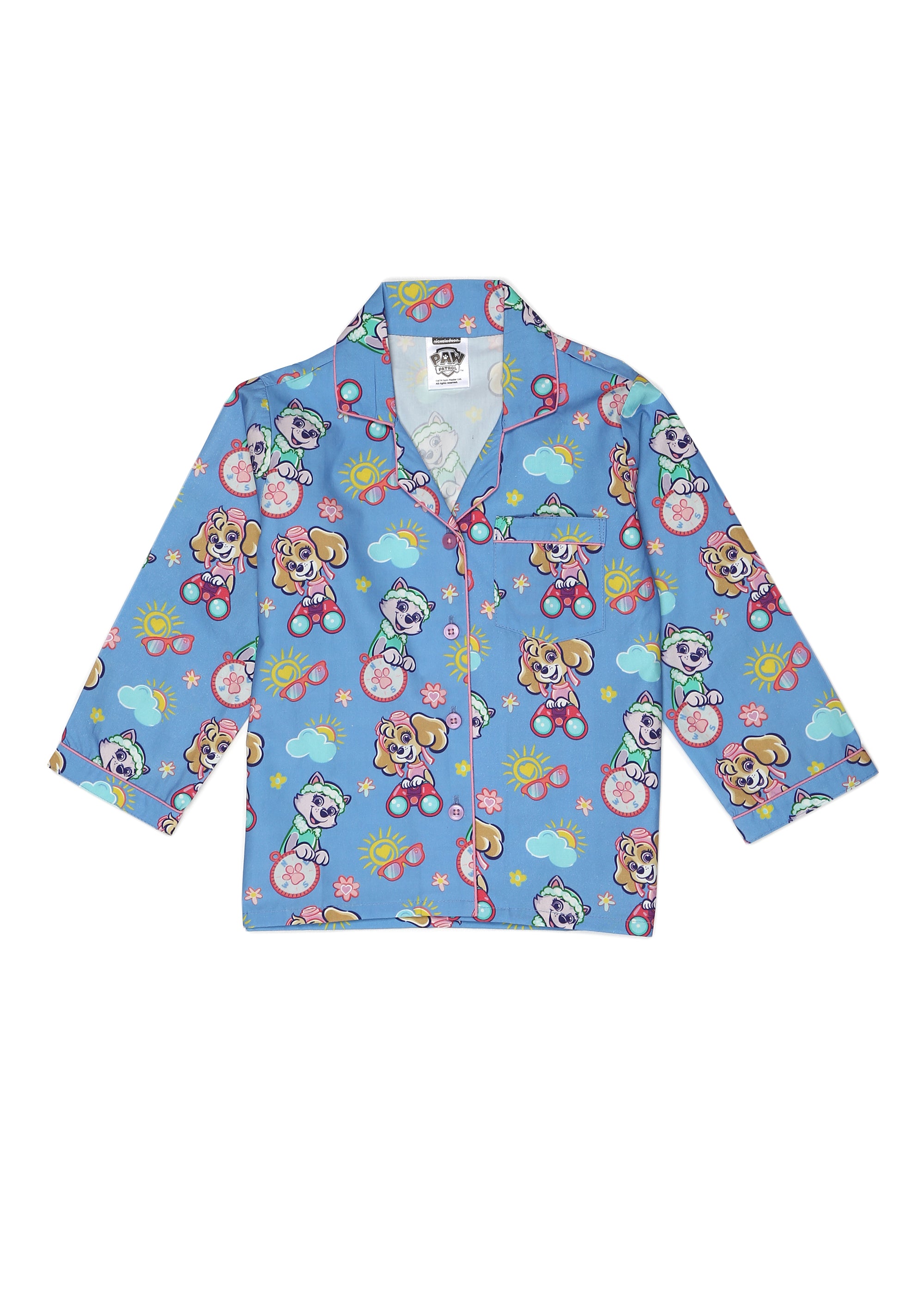Paw Patrol Skype Print Long Sleeve Kids Night Suit - Shopbloom