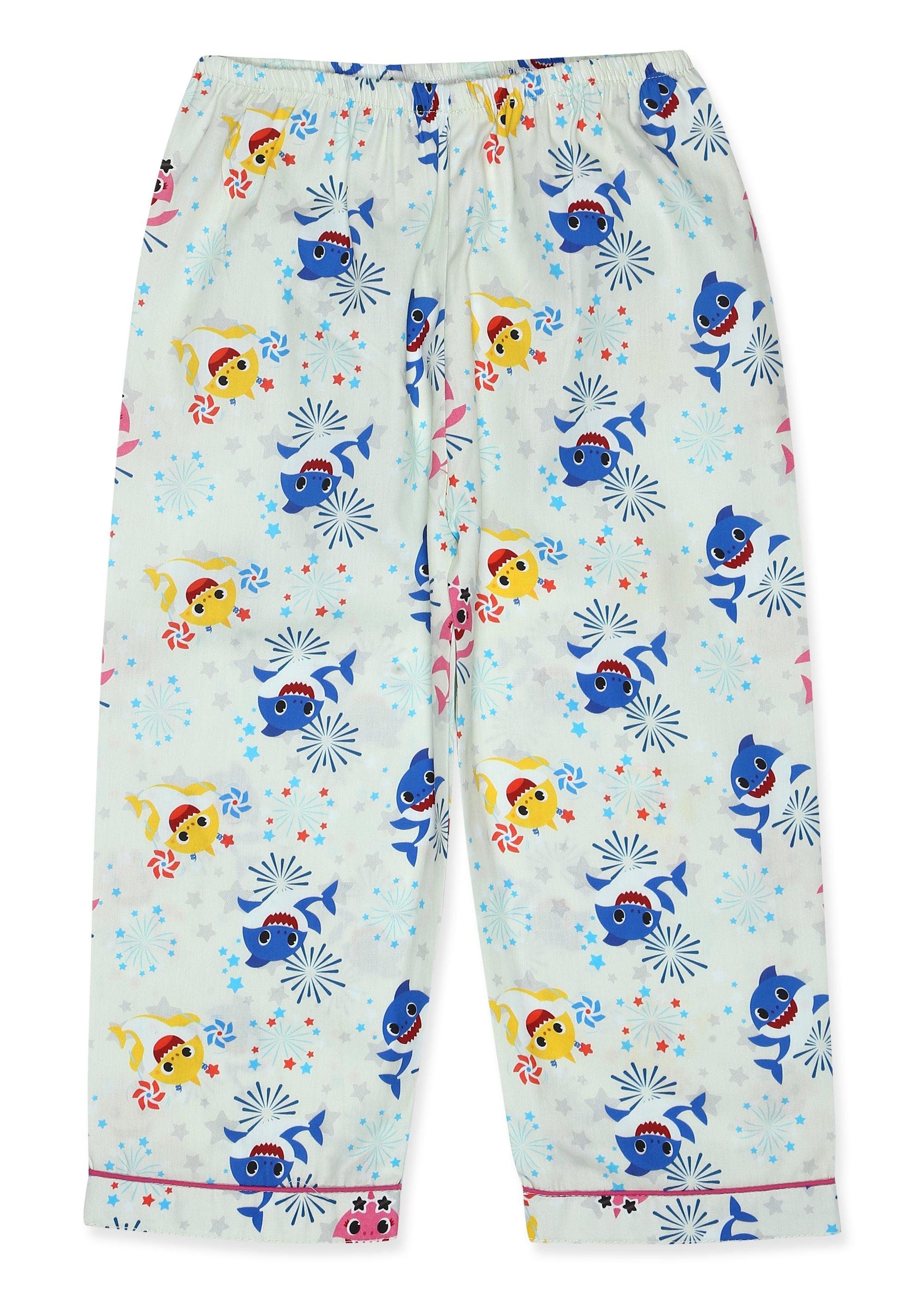 Stars and Sharks Forever Print Short Sleeve Kids Night Suit - Shopbloom