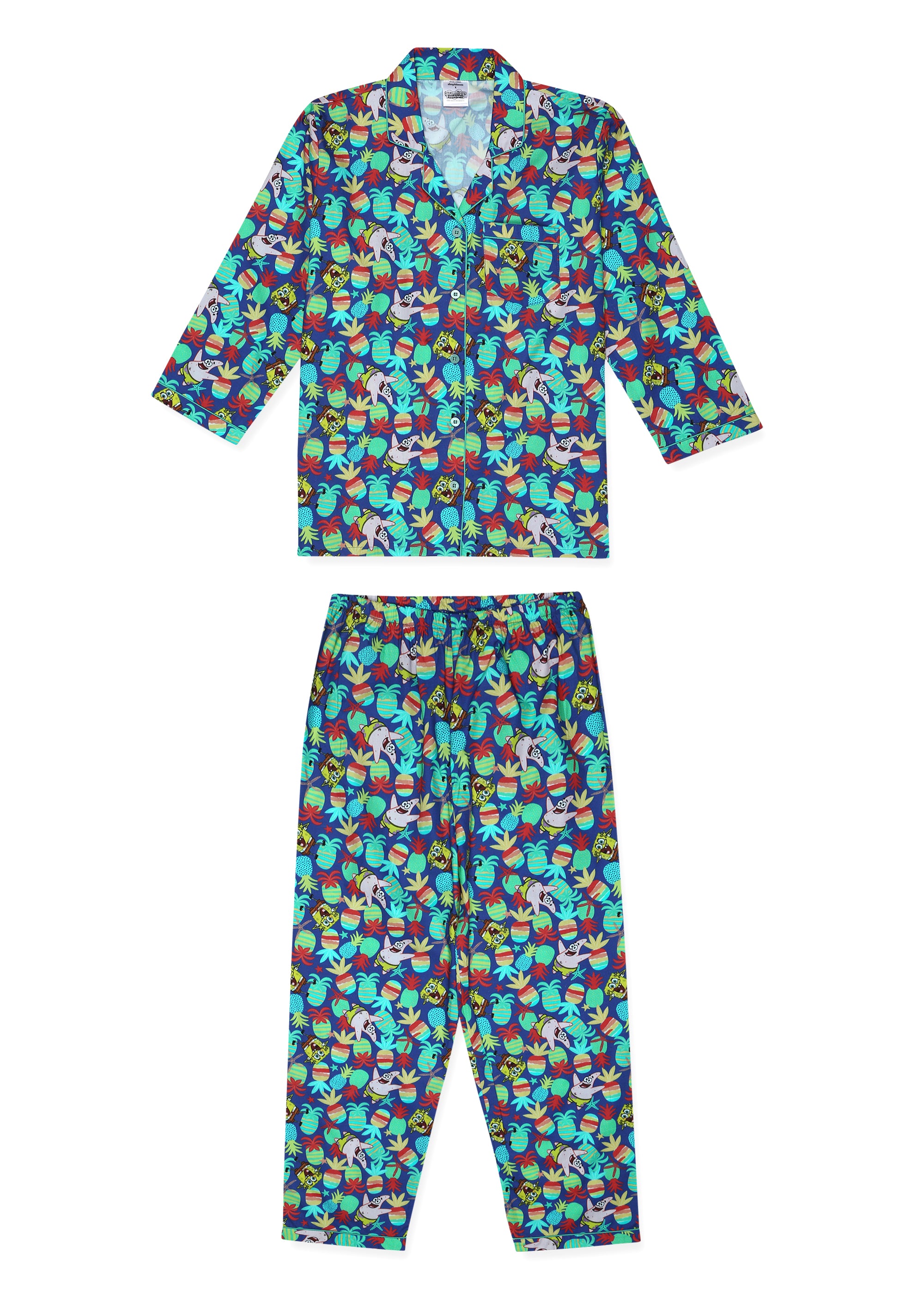 SpongeBob Pineapple Print Long Sleeve Kids Night Suit - Shopbloom