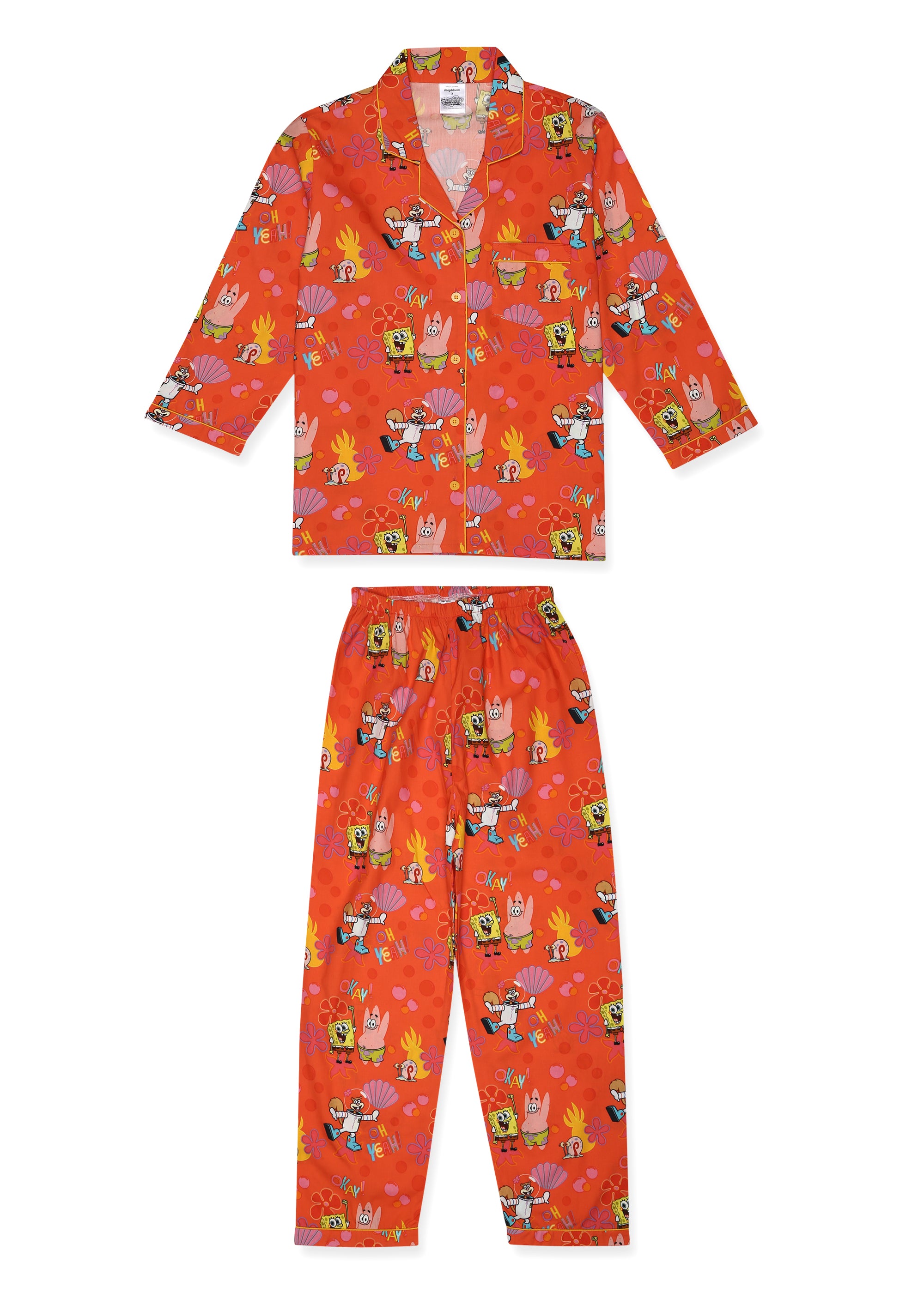 SpongeBob Fun Print Long Sleeve Kids Night Suit - Shopbloom