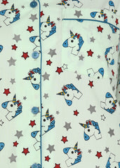 Unicorn Star Print Long Sleeve Women's Night Suit - Shopbloom