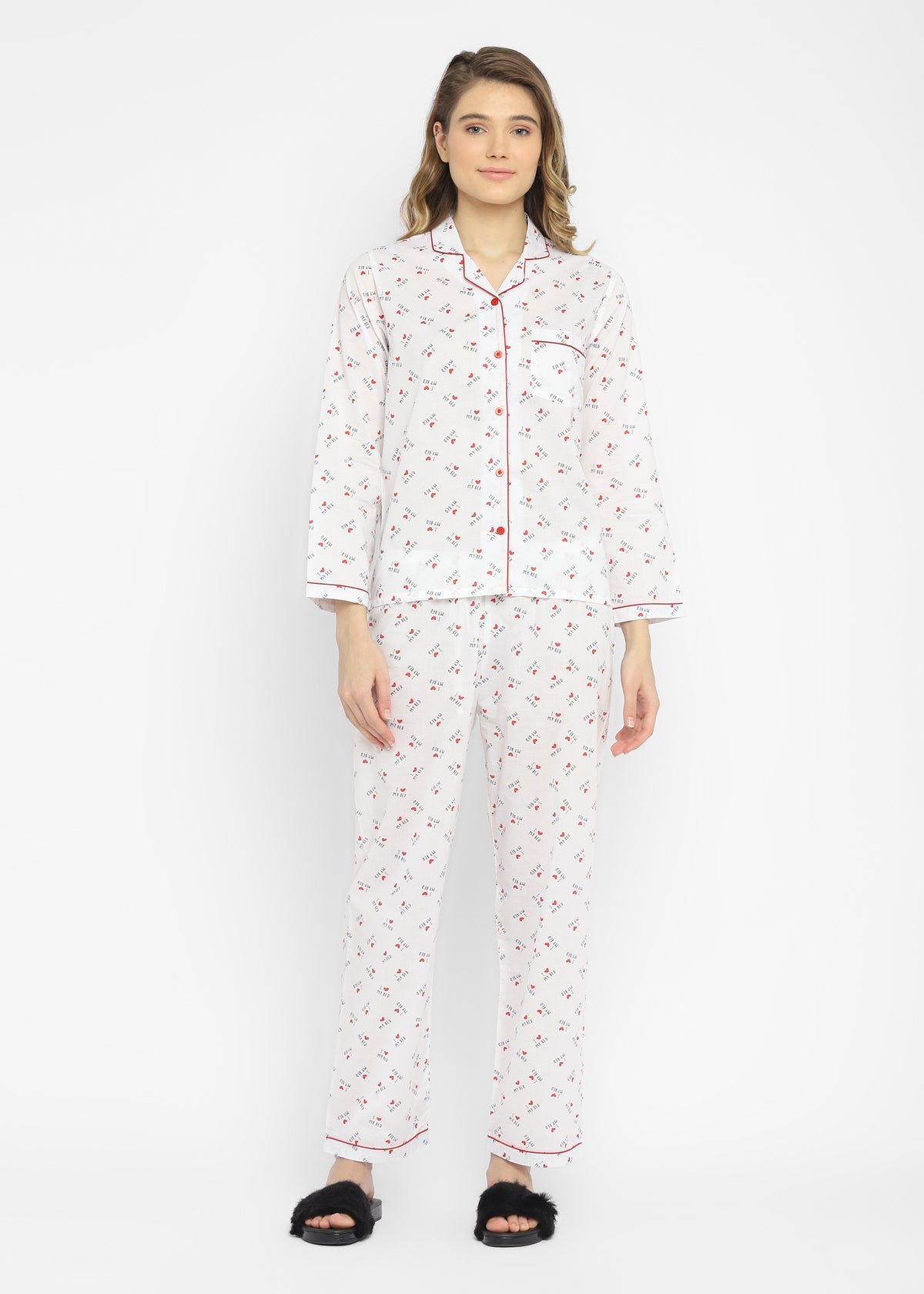 I Love My Bed Long Sleeve Women's Night Suit - Shopbloom