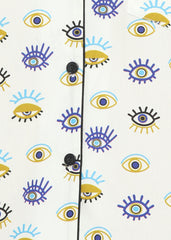 Big Evil Eye Print Long Sleeve Women's Night Suit - Shopbloom