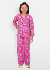 Pig Print Cotton Flannel Long Sleeve Kids Night Suit - Shopbloom