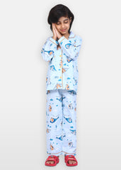 Born to Fly Print Long Sleeve Kids Night Suit - Shopbloom