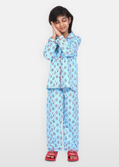 Playful Panda Print Long Sleeve Kids Night Suit - Shopbloom