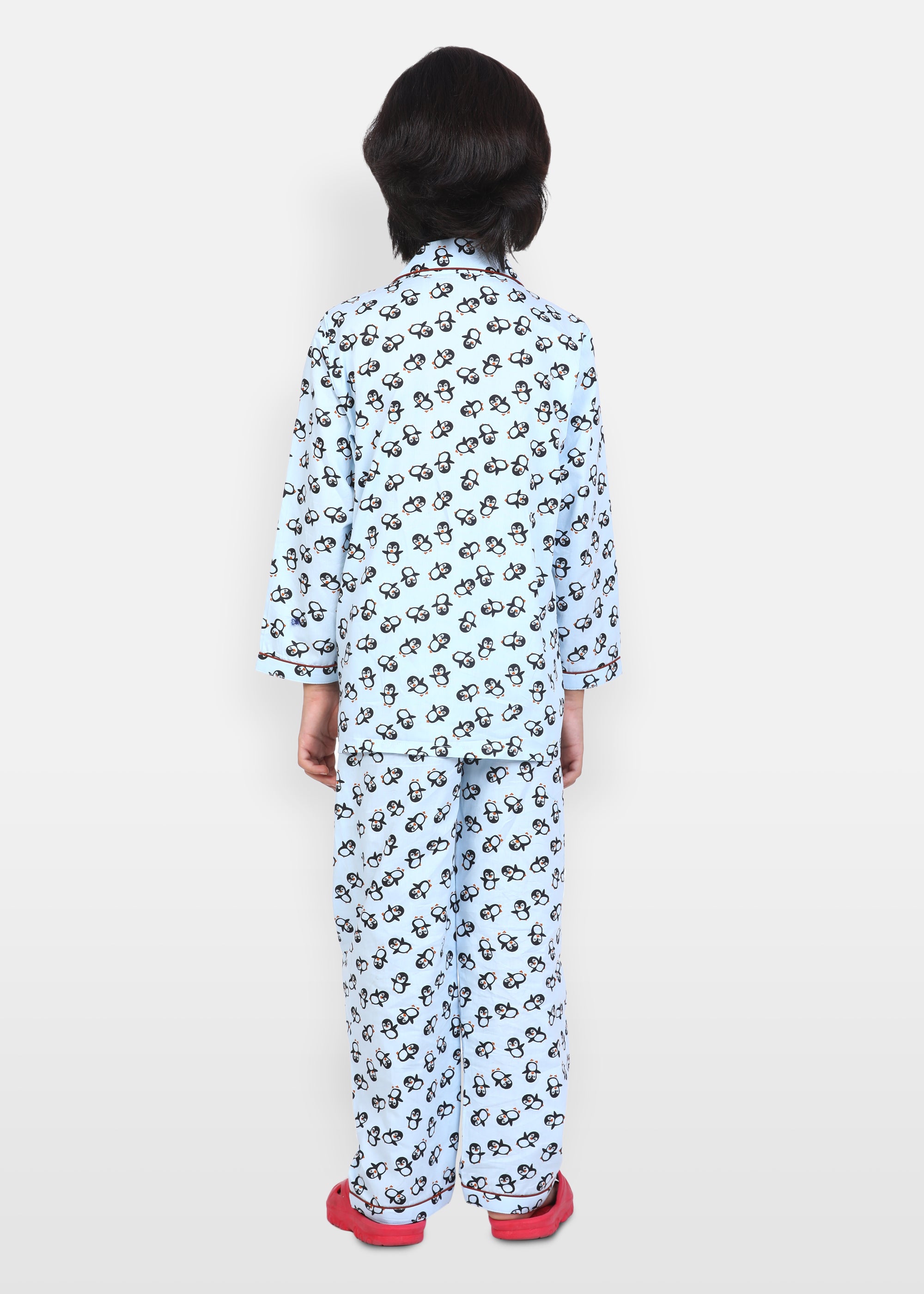Penguin Love Print Long Sleeve Kids Night Suit - Shopbloom