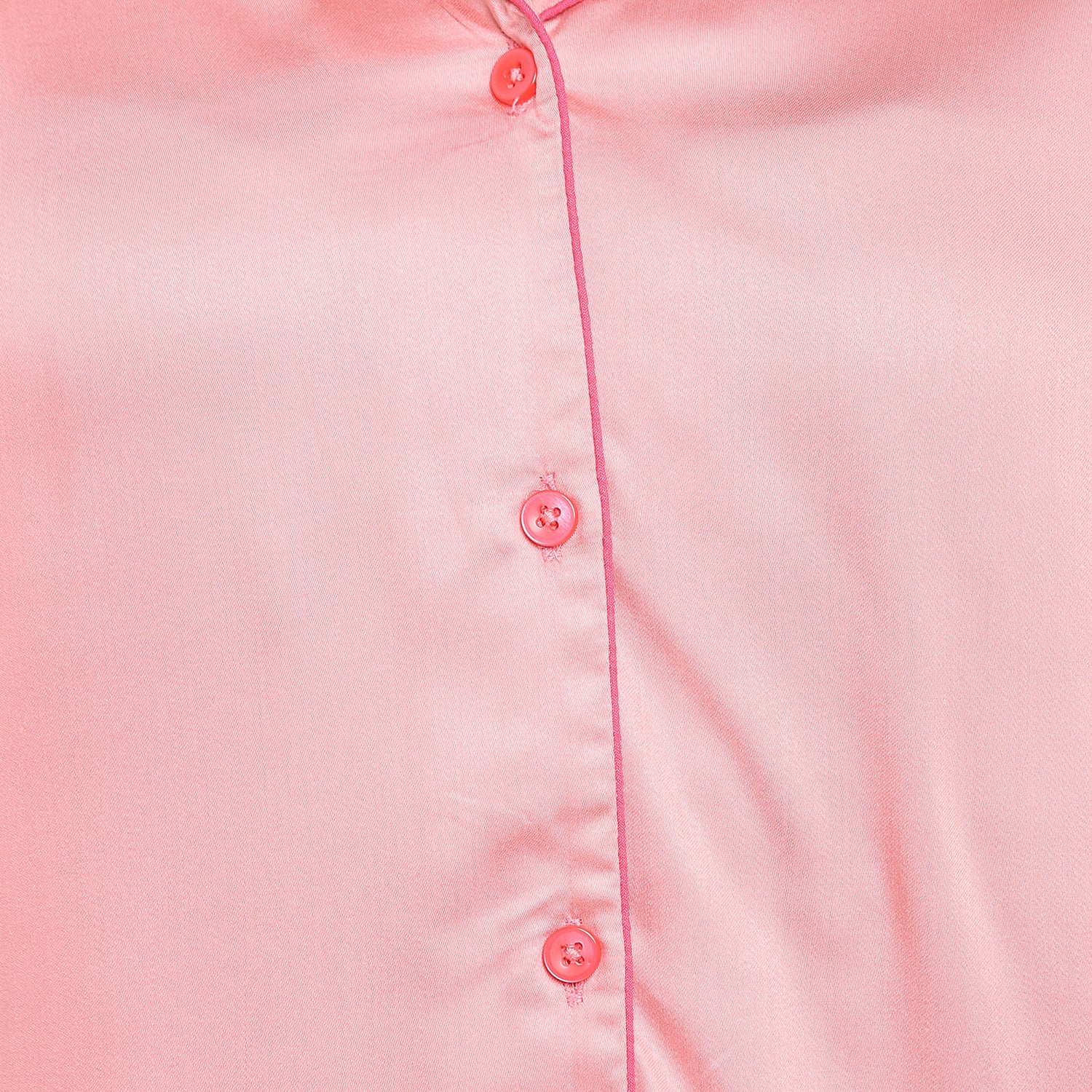 Ultra Soft Modal Satin Pink Long Sleeve Women's Night Suit - Shopbloom