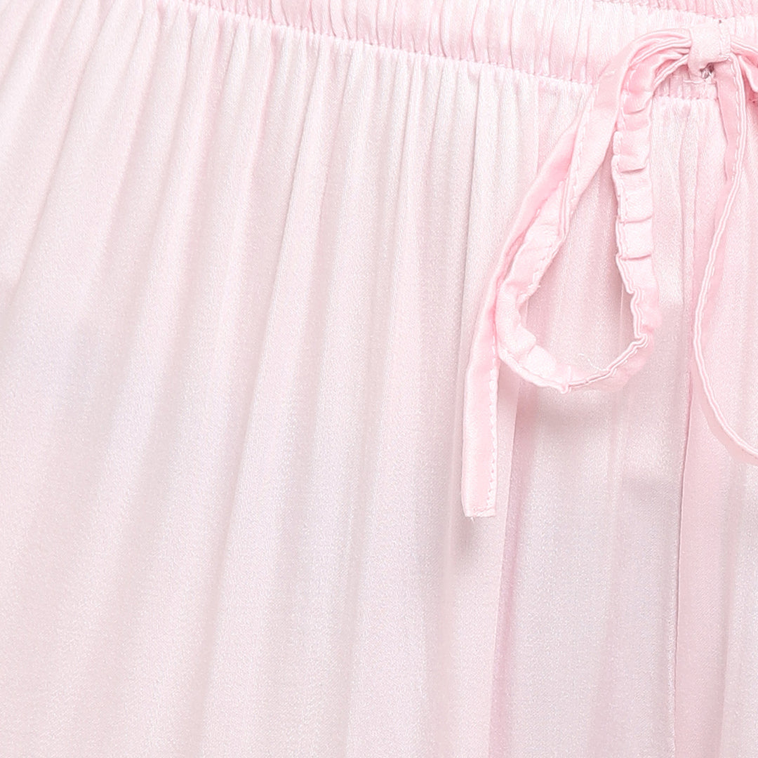 Ultra Soft Baby Pink Modal Satin Long Sleeve Women's Night Suit - Shopbloom