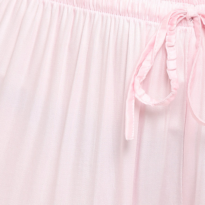 Ultra Soft Baby Pink Modal Satin Long Sleeve Women's Night Suit - Shopbloom