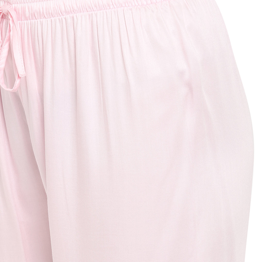 Ultra Soft Baby Pink Modal Satin Long Sleeve Women's Night Suit - Shopbloom