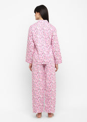 Pink Unicorn Print Long Sleeve Women's Night Suit - Shopbloom