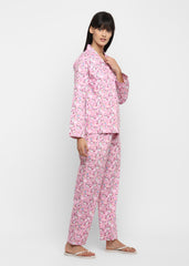 Pink Unicorn Print Long Sleeve Women's Night Suit - Shopbloom