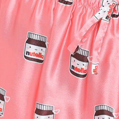 Nutella Print Satin Shirt and Shorts Women's Set - Shopbloom