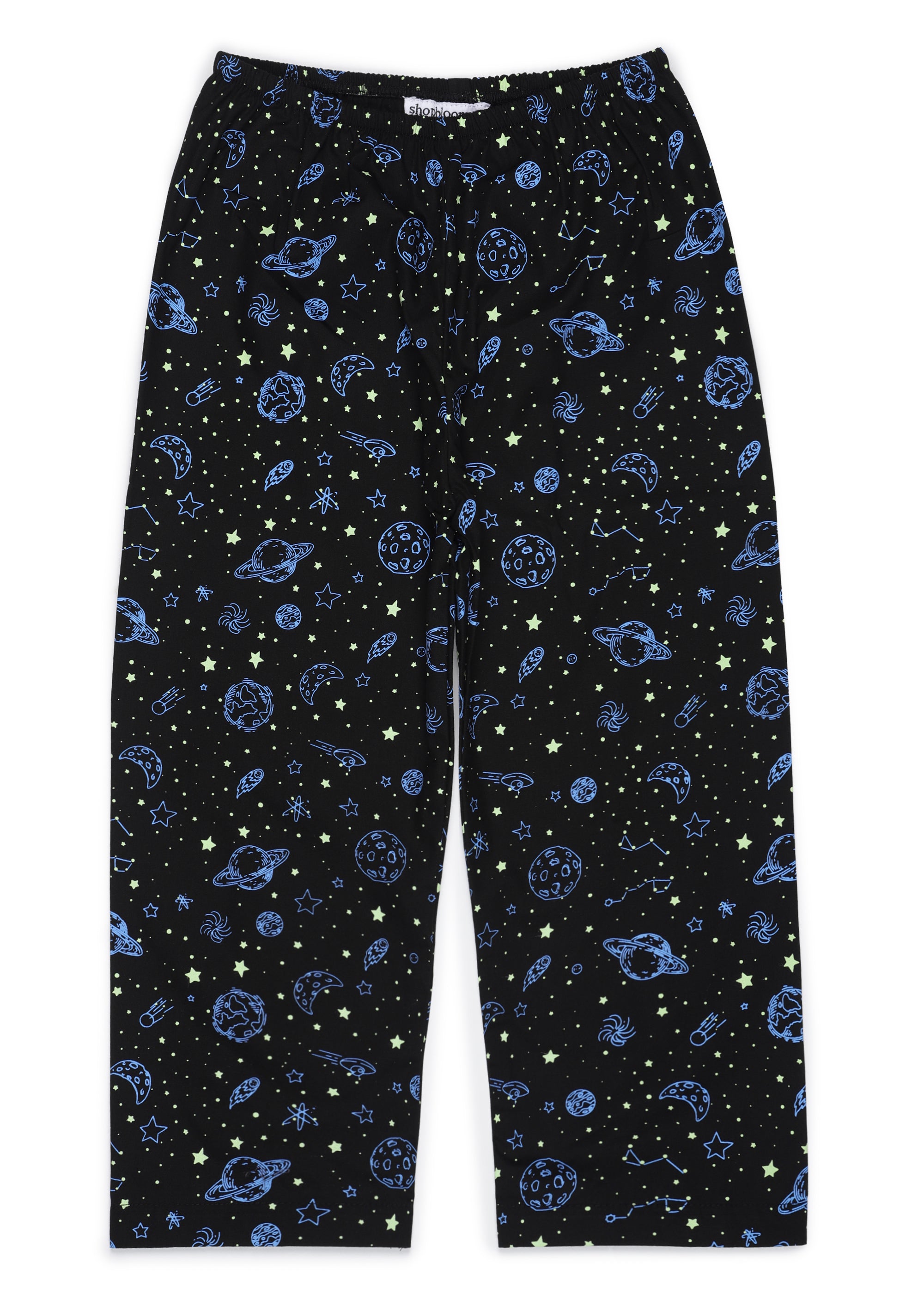 Glow in the Dark Space Print Long Sleeve Kids Night Suit - Shopbloom