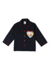 Peppa Heart Print Long Sleeve Kids Night Suit - Shopbloom