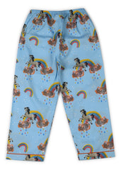 Blue Unicorn Print Long Sleeve Kids Night Suit - Shopbloom