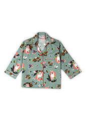 Unicorn Garden Print Long Sleeve Kids Night Suit - Shopbloom