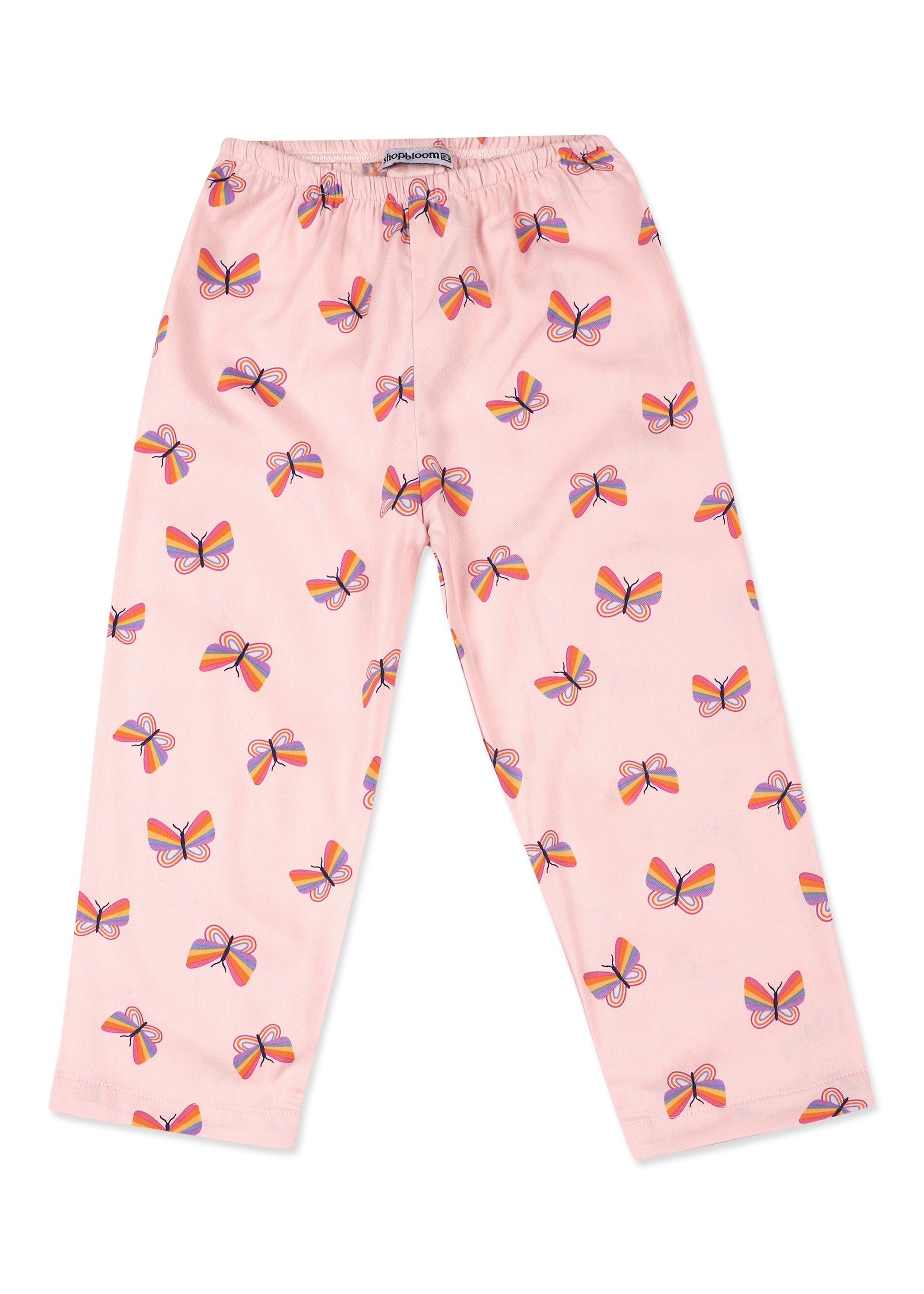 Butterfly Print Short Sleeve Kids Night Suit - Shopbloom