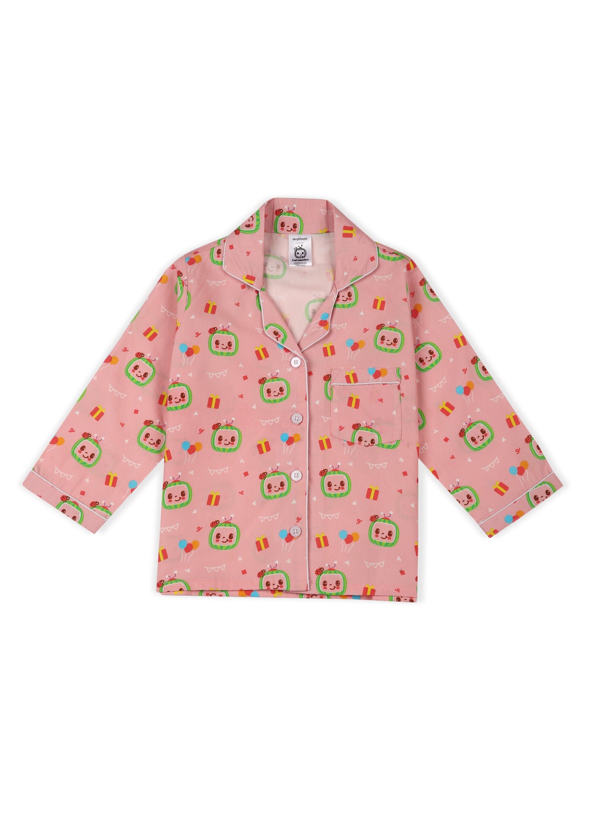 CoComelon Birthday Print Long Sleeve Kids Night Suit - Shopbloom