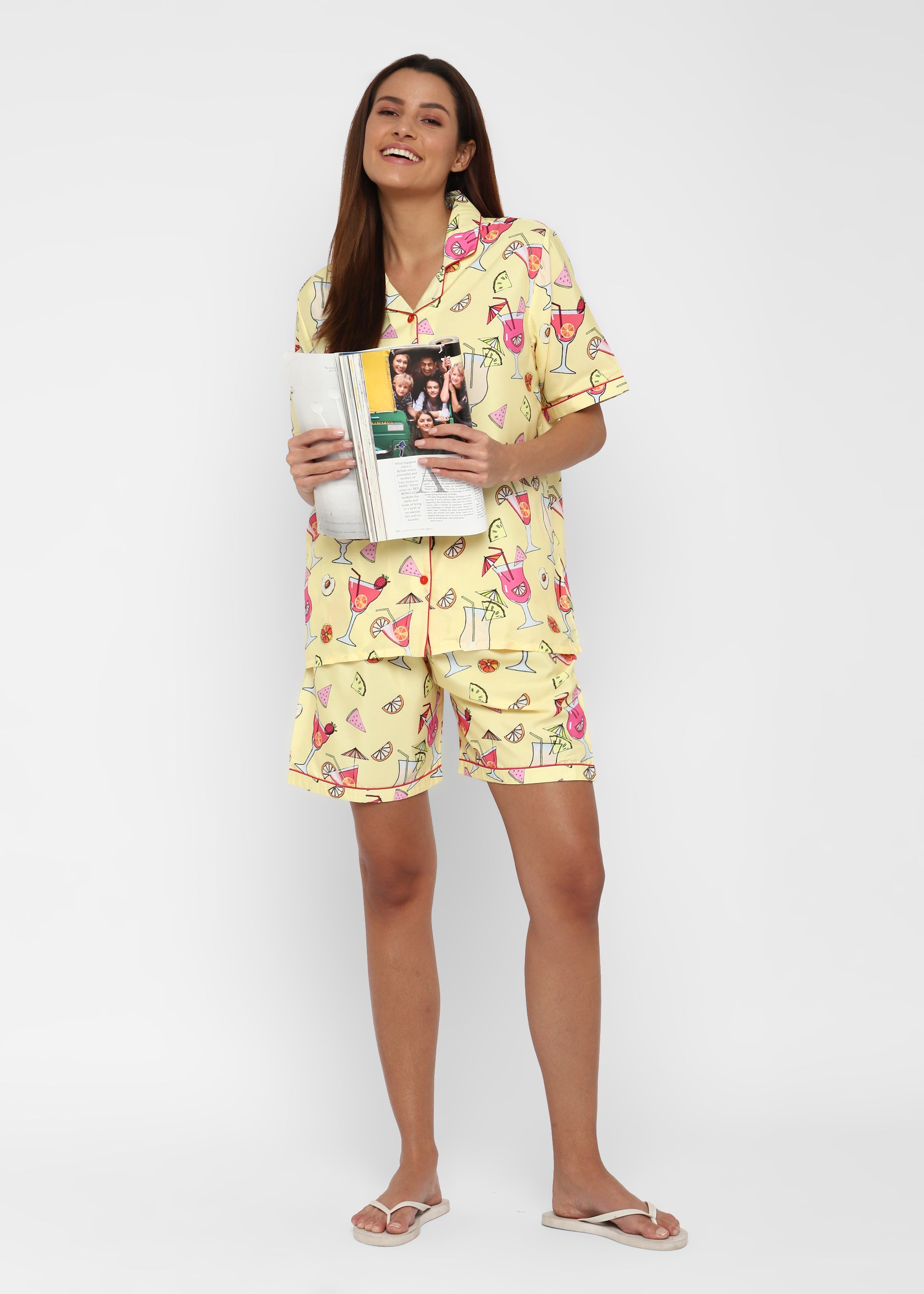 Summer Print Short Sleeve Women's Boxer Set - Shopbloom