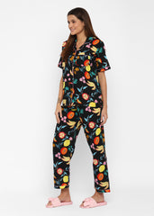 Mixed Colorful Print Short Sleeve Women's Night Suit - Shopbloom