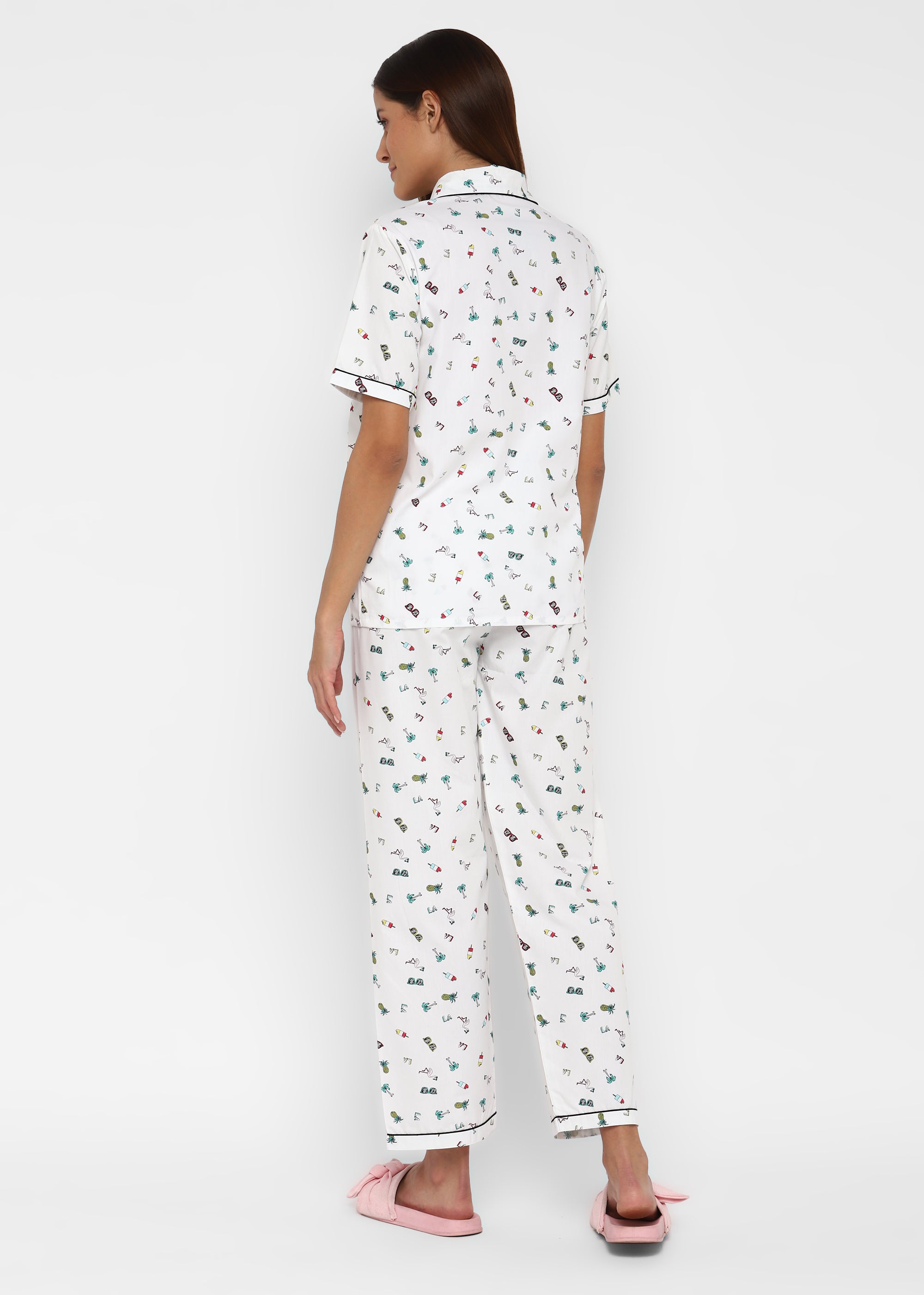 LA Print Short Sleeve Women's Night Suit - Shopbloom