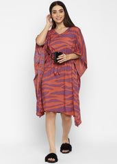 Abstract Print Cotton Women's Kaftan Dress - Shopbloom