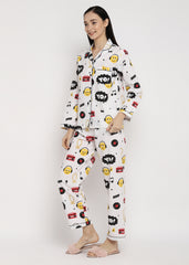 Cool Print Long Sleeve Women's Night Suit - Shopbloom