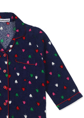 Colorful Christmas Tree Print Cotton Flannel Long Sleeve Kid's Night Suit - Shopbloom