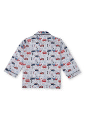 Red Bus Print Long Sleeve Kids Night Suit - Shopbloom