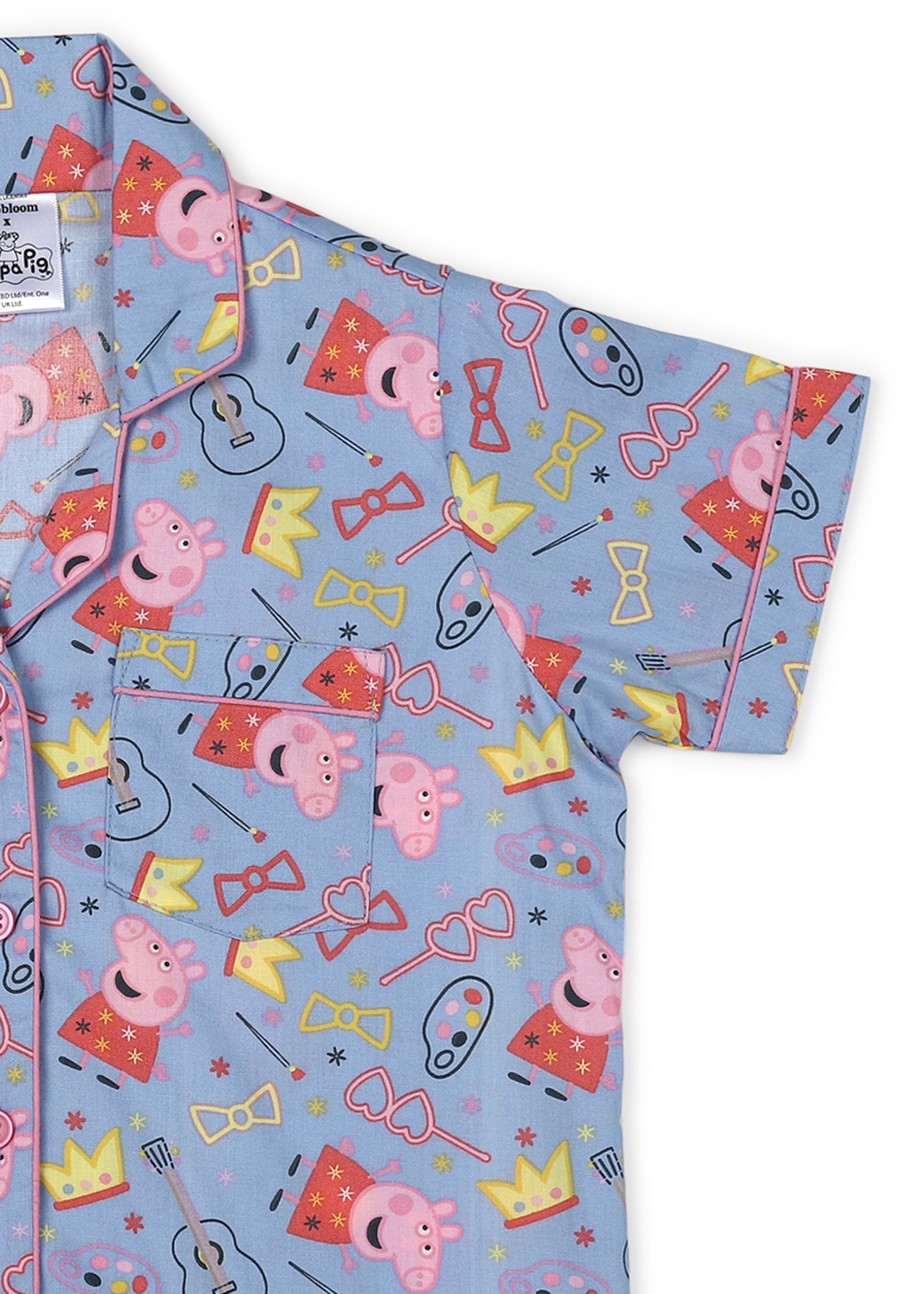 Peppa Crown Print Short Sleeve Kids Shorts Set - Shopbloom