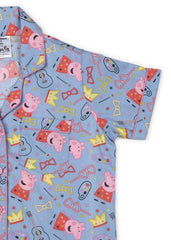 Peppa Crown Print Short Sleeve Kids Shorts Set - Shopbloom